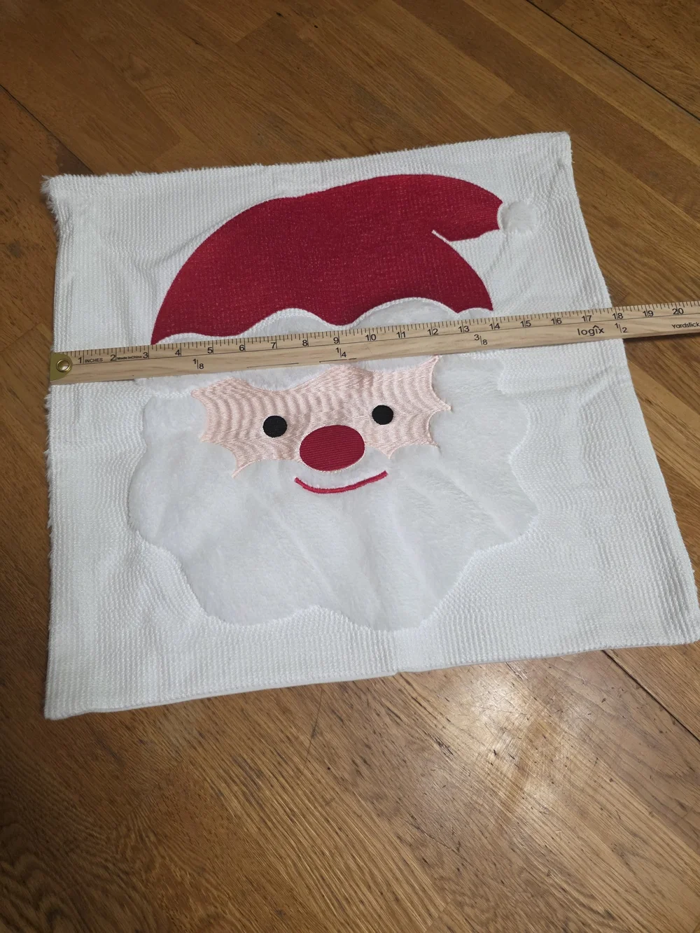Festive Santa Face Holiday Quilted Throw Pillow Covers - Red & White